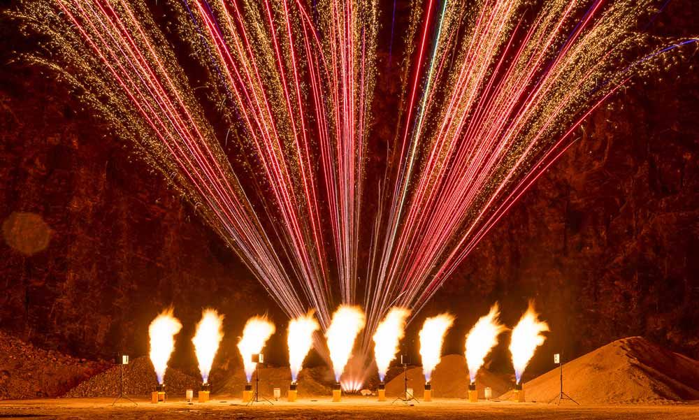 Feuerwerk mit Musik und Pyrotechnik in Österreich